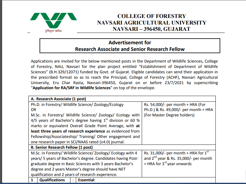 navsari agri university research fellow post 2021.png